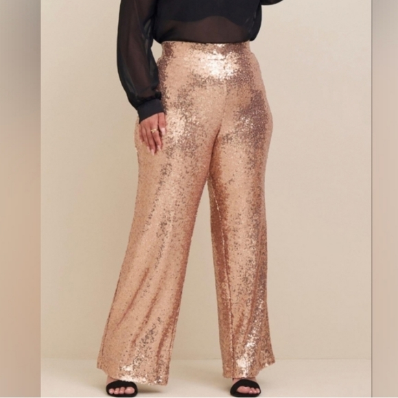 Torrid Pull-On Wide Leg Sequin High-Rise Pant Size 4 - Picture 2 of 2